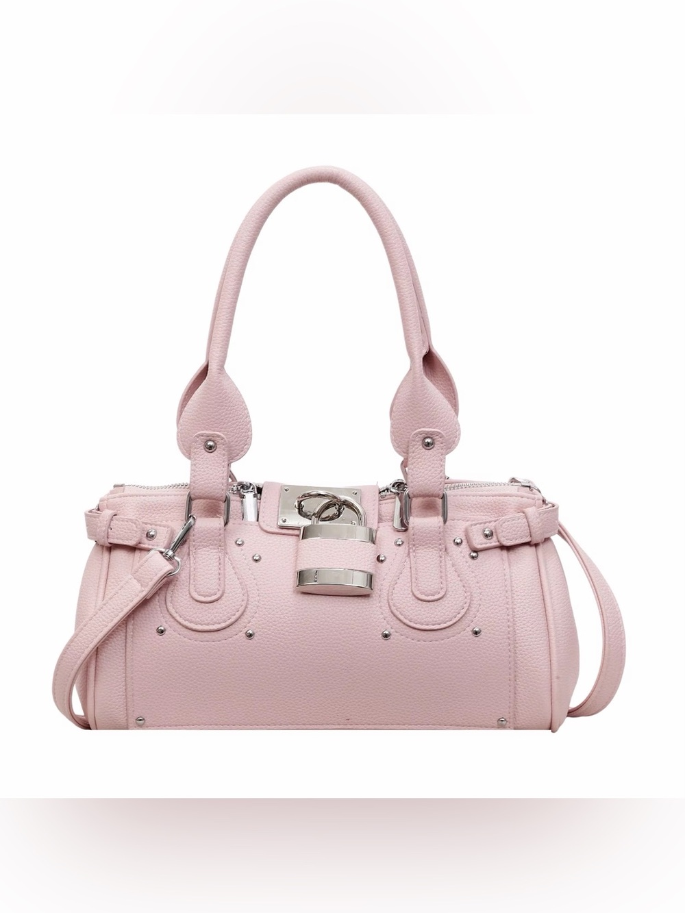 Pink Leather Satchel Handbag - Women's Shoulder Bag
